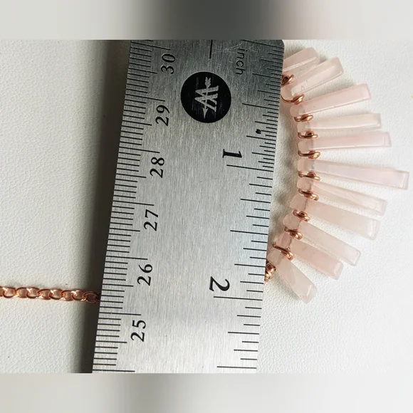 Rose Quartz Bib Necklace Artisan Crafted Copper Jewelry - Picture 9 of 14